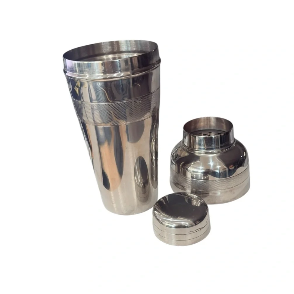 Grey Goose Stainless 3 piece Steel Cocktail Shaker with Strainer